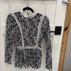 Aiden Black and White Floral Lace Blouse